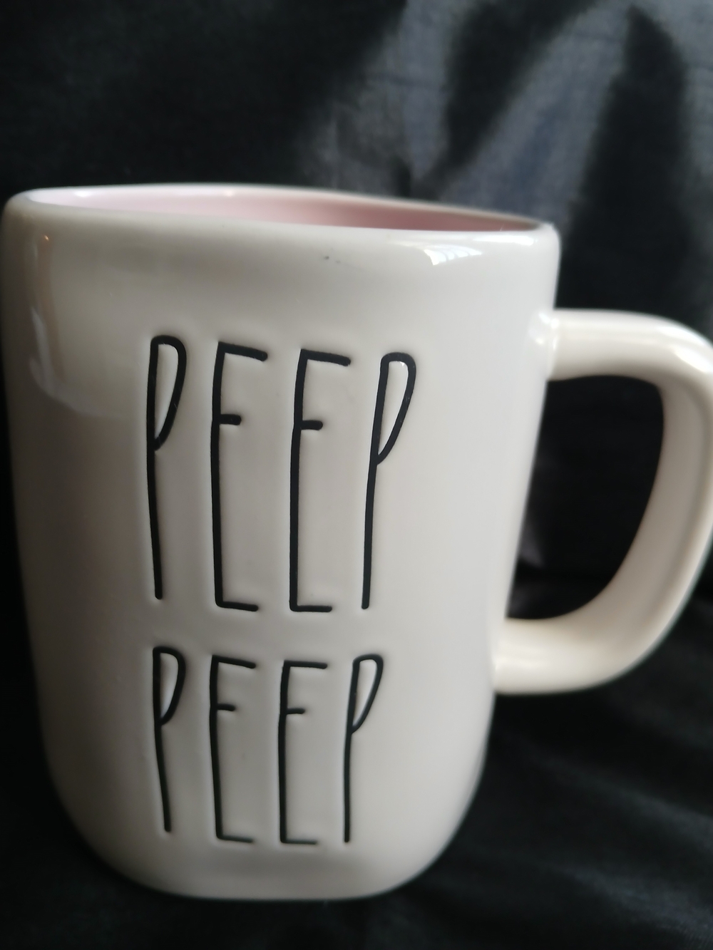Rae Dunn White Ceramic Mug with Pink Interior - PEEP PEEP